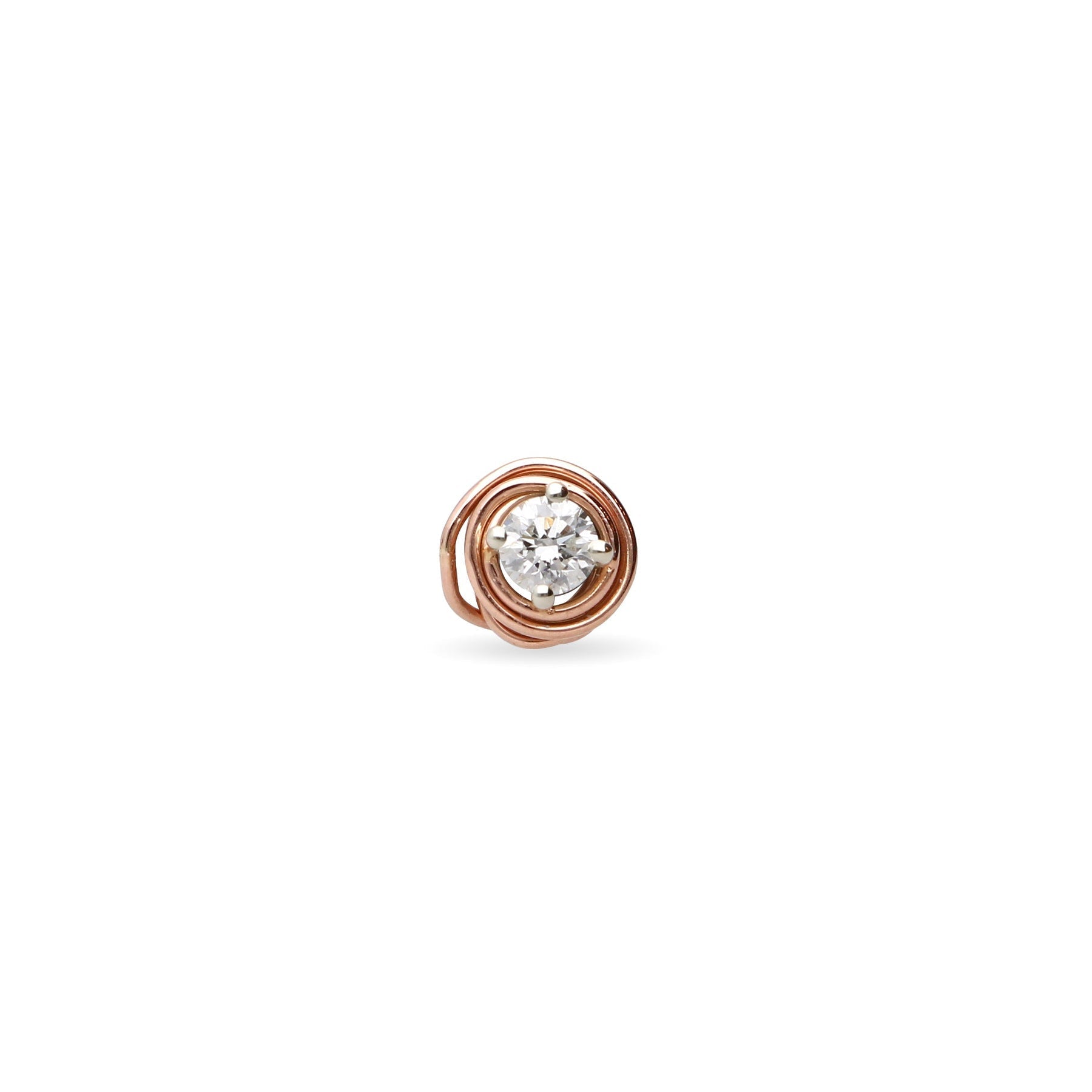 Mono orecchino filodellavita solitario 6 fili in oro rosa 9kt e diamante colorless da 0,18ct f vs1 Art. MON-OR1000R