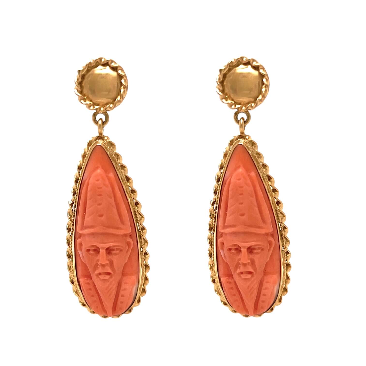 Mediterranean coral earrings yellow gold 750% Art. ORCORAL6