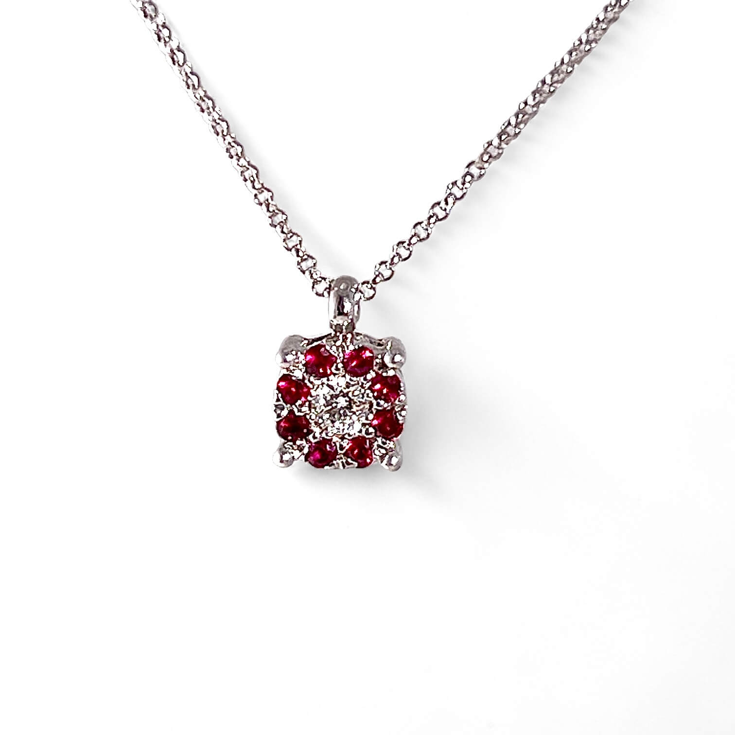 White gold 750% rubies and diamonds pendant Art. CD050