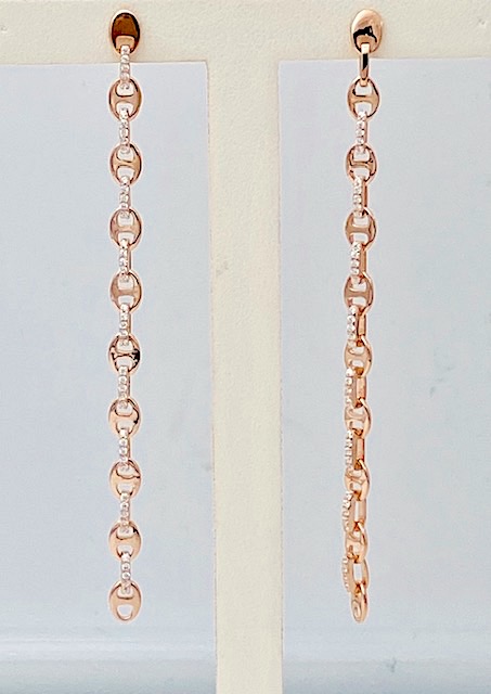Orecchini pendenti in argento rosè art.1744