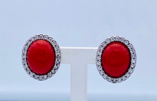 Coral earrings of the Mediterranean in white gold 750% Art. ORCORAL4