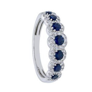 Anello veretta con zaffiri blu e diamanti ART. 227335