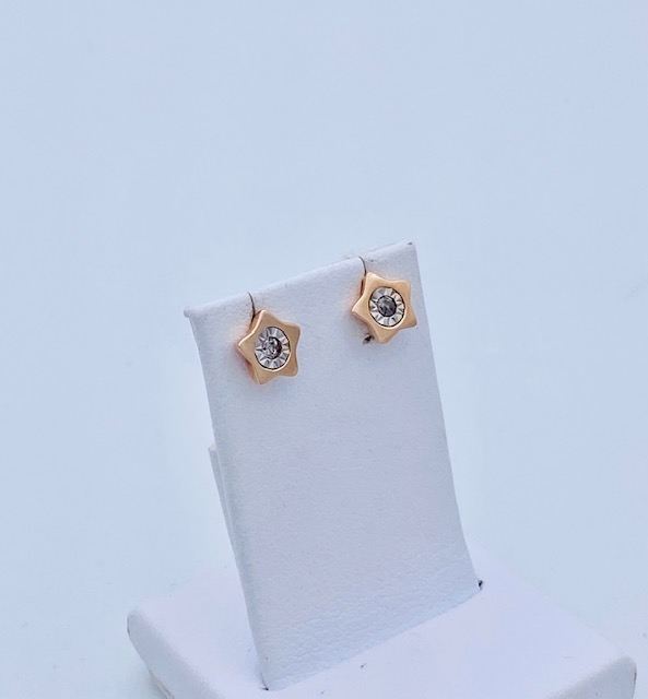 Star earrings in rose gold and diamonds Art. PDO4573F
