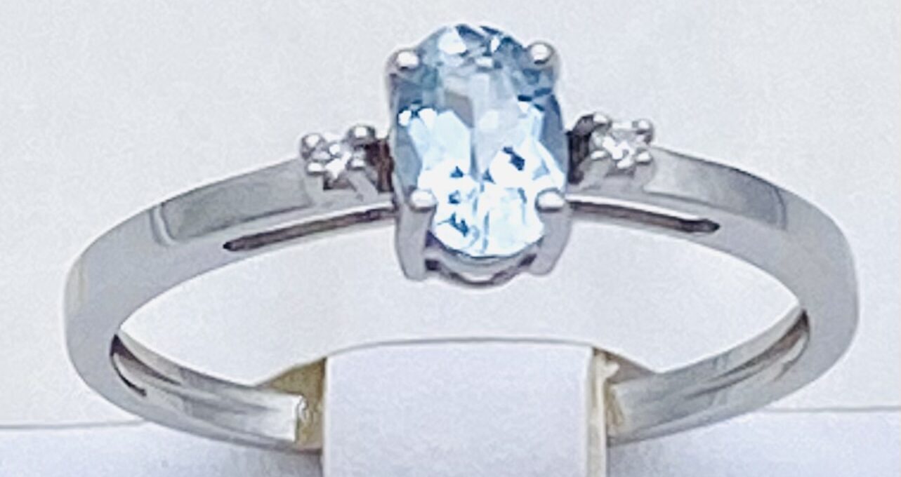 Aquamarine ring diamonds white gold 750% Art.PDA4011-AM0002