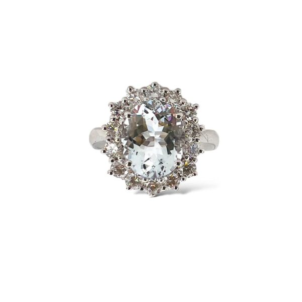 Aquamarine ring in 750% gold and diamonds Art. AN2485