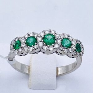 Anello veretta  smeraldi oro 750% e diamanti BELLE EPOQUE Art. AN2094