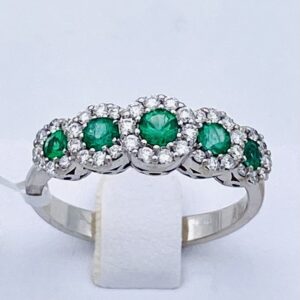 Emerald veretta ring 750% gold and BELLE EPOQUE diamonds Art. AN2094