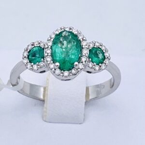 Anello trilogy smeraldi oro 750% e diamanti Art. AN2534
