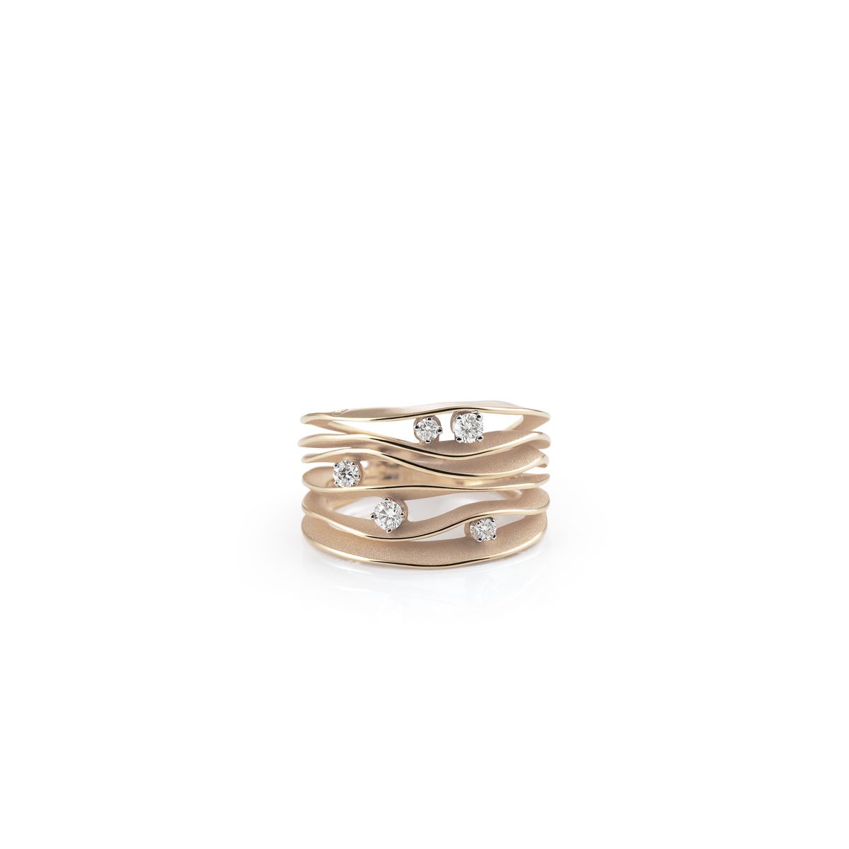 Dune Collection Ring Natural Gold Beige18Kt With Diamonds