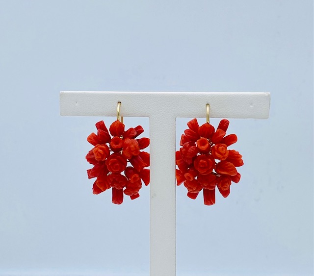 Coral earrings OF the Mediterranean gold 375% Art. OR-003