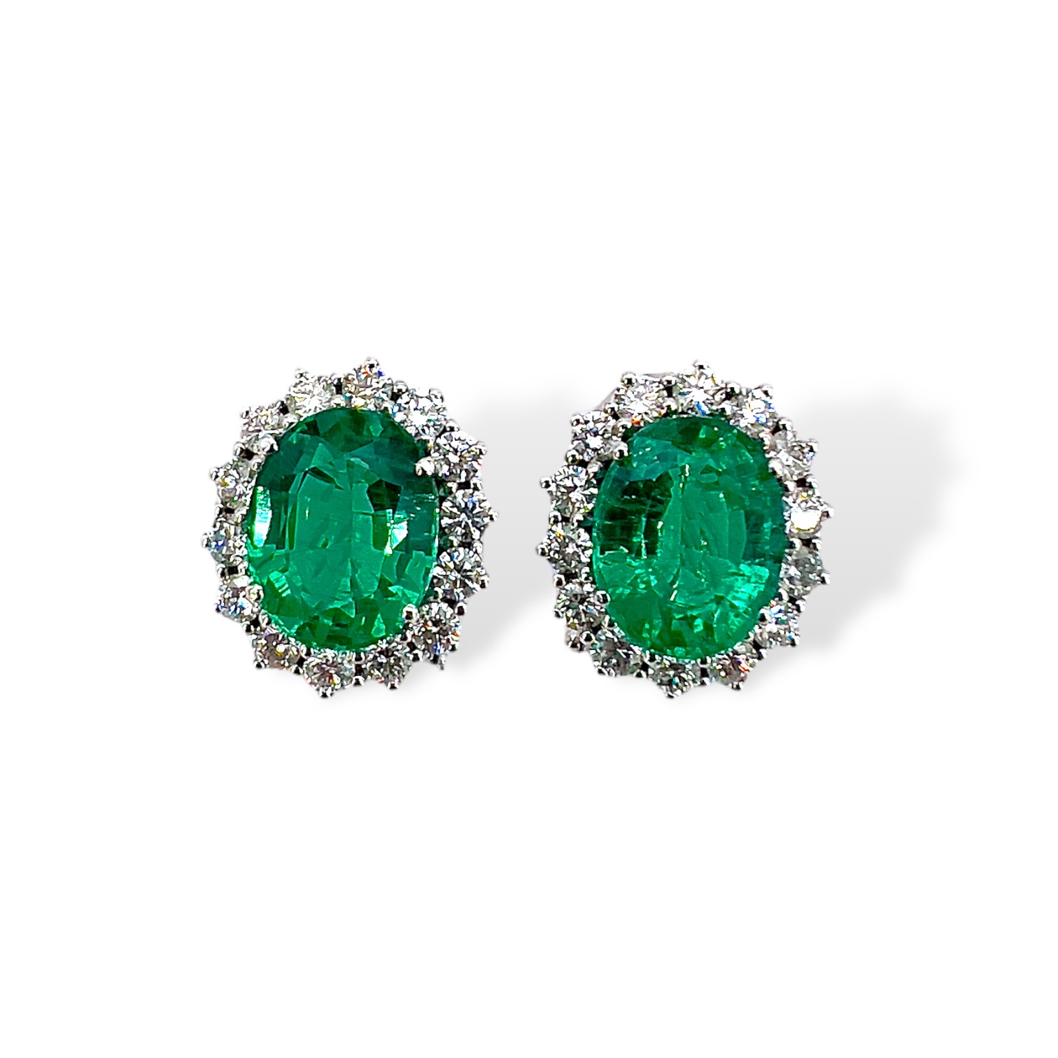 Earrings with emeralds and diamonds BON TON art. OR466