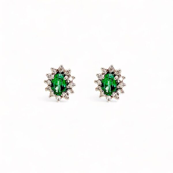 Gold emerald earrings 750% and diamonds Art.OR1284