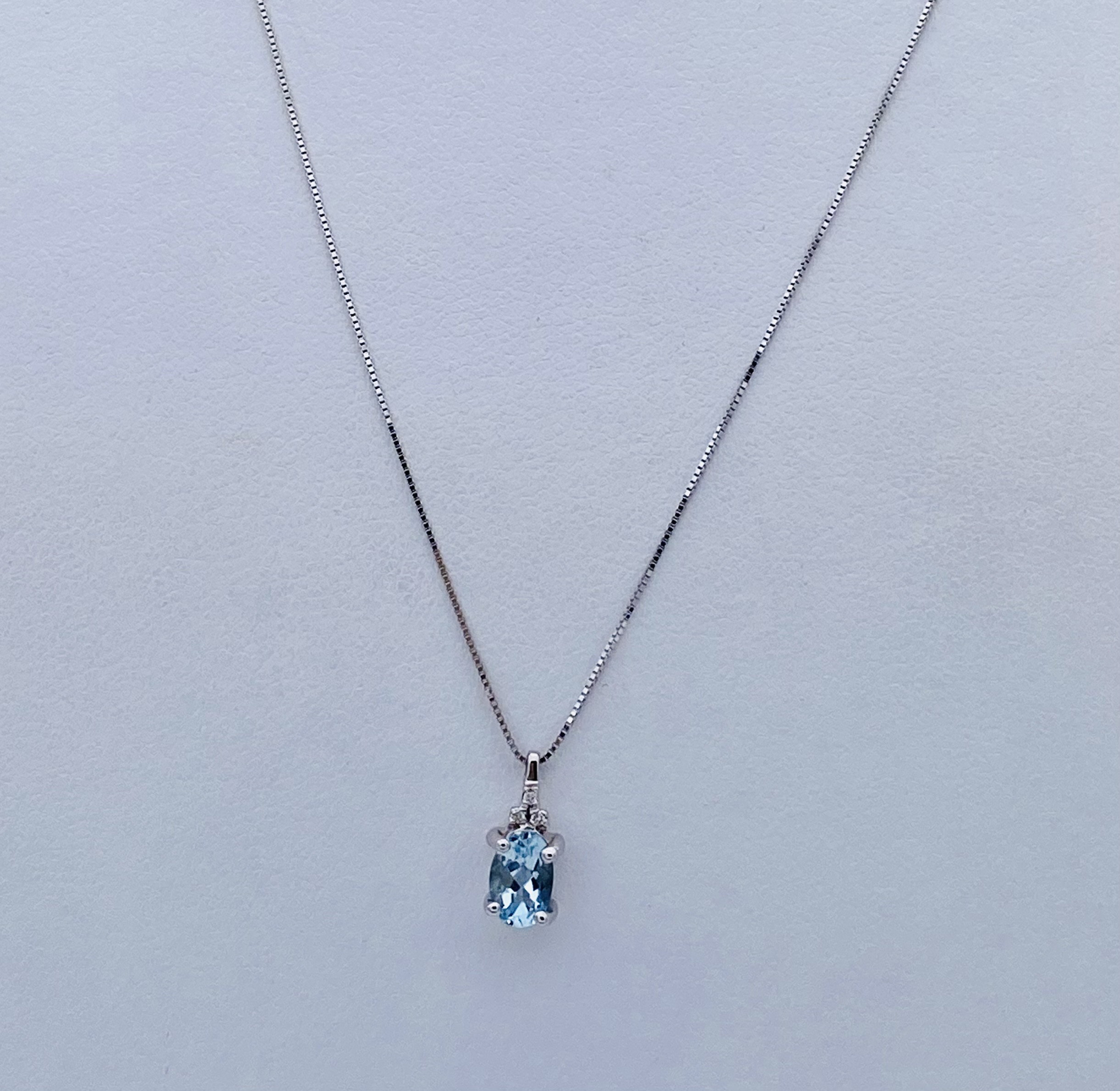 Pendant with aquamarine diamonds white gold 750% Art.PDC1294