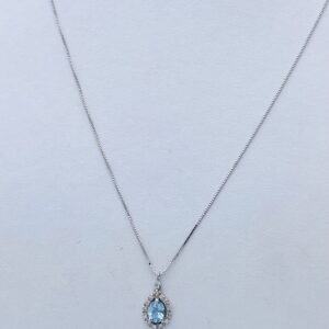 Pendant with aquamarine diamonds white gold 750% Art.PDC3361