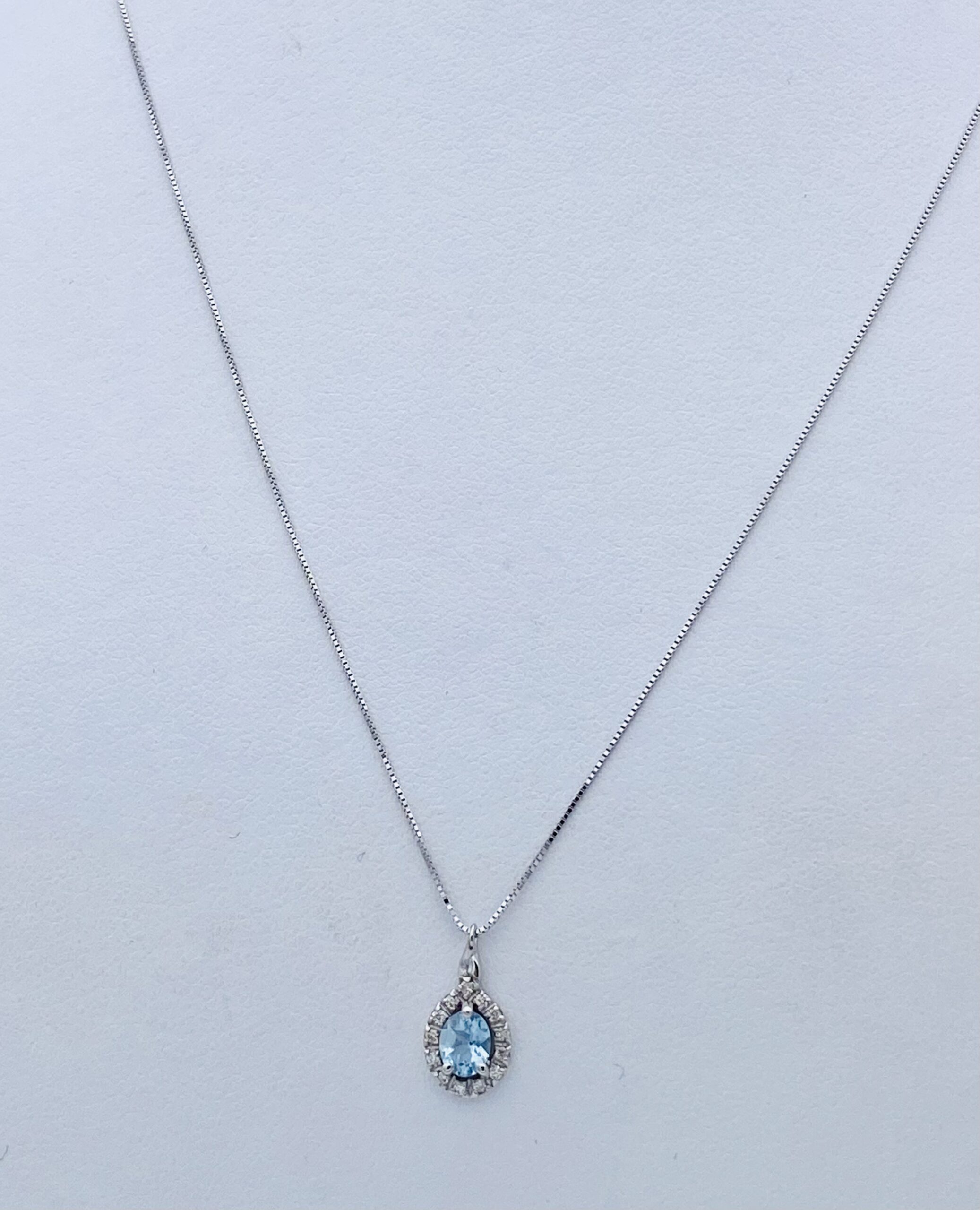 Pendant with aquamarine diamonds white gold 750% Art.PDC3361