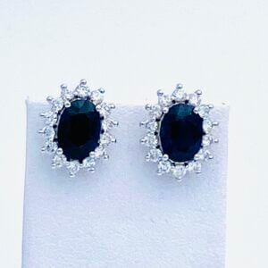 Earrings with sapphires and diamonds gold BON TON Art. OR1260