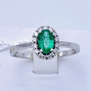 Anello smeraldo e diamanti oro bianco BELLE EPOQUE art.AN2591