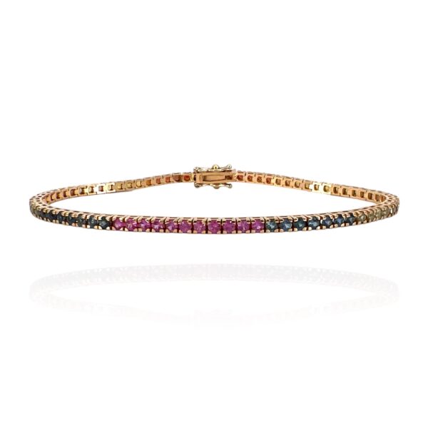 Rainbow tennis bracelet with multi-coloured sapphires ART.BR419-1