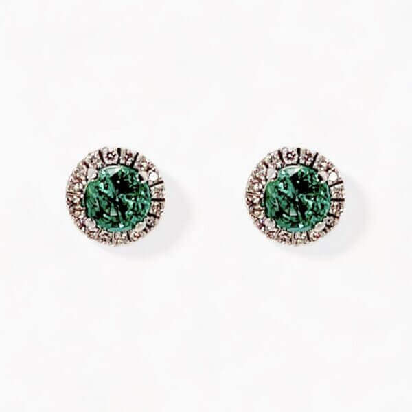 Emerald earrings white gold 750% and diamonds Art.OR1033