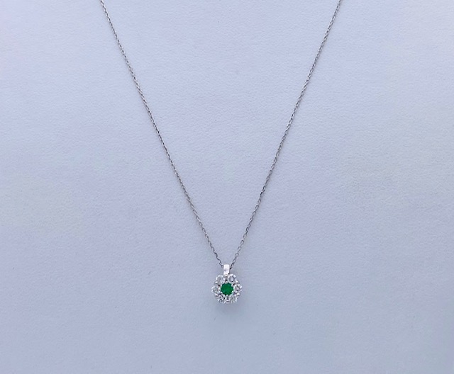 Pendente punto luce Fiore con smeraldo e diamanti art. CD126
