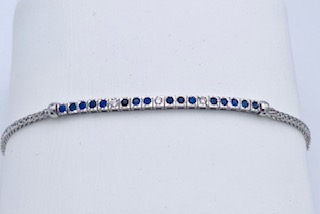 Tennis bracelet diamonds and sapphires white gold 750% art.BRC07