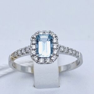 Aquamarine ring 750% gold and BELLE EPOQUE diamonds Art.AN2408