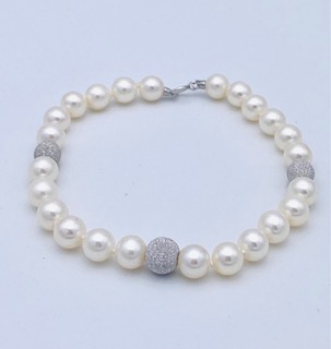 Bracciale  perle oro bianco 750% Art. BRP6,5-73P