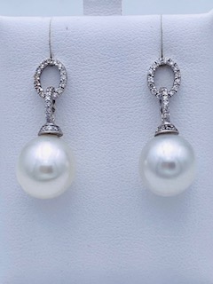 Earrings Australian pearls and diamonds in gold Art. ORP238-4