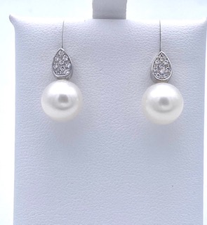 Orecchini perla oro bianco e diamanti Art.ORP276-1