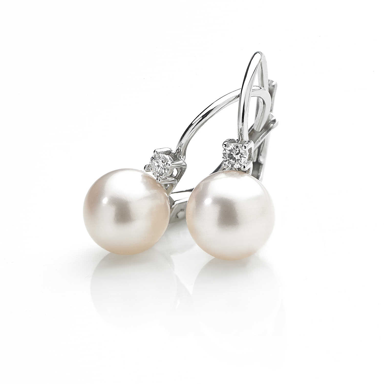 White gold pearl and diamond earrings Art. ORP07