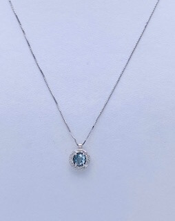 Aquamarine pendant diamonds white gold 750% Art. CD693