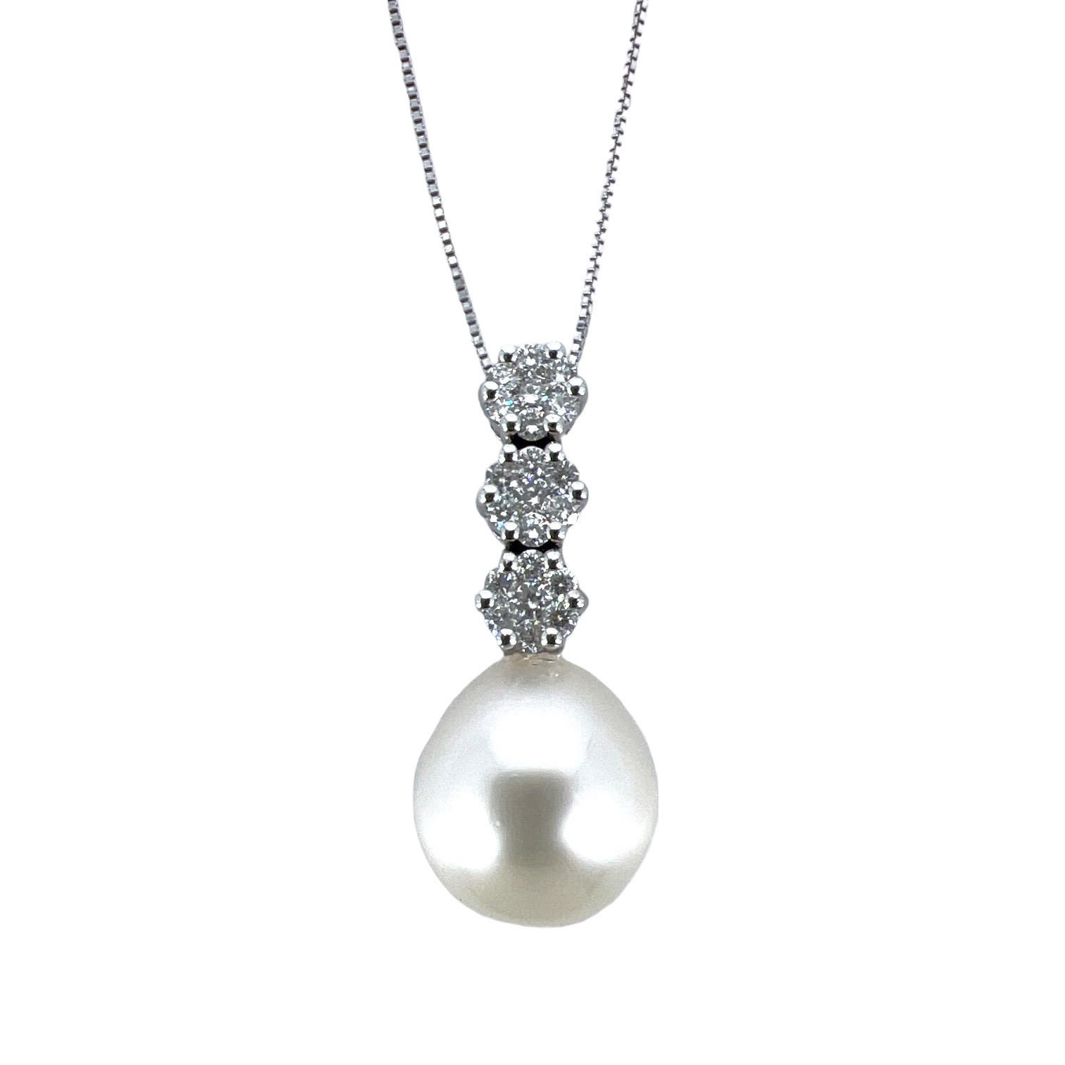 Pendente perla australiana diamanti e oro bianco art.CDP46-2