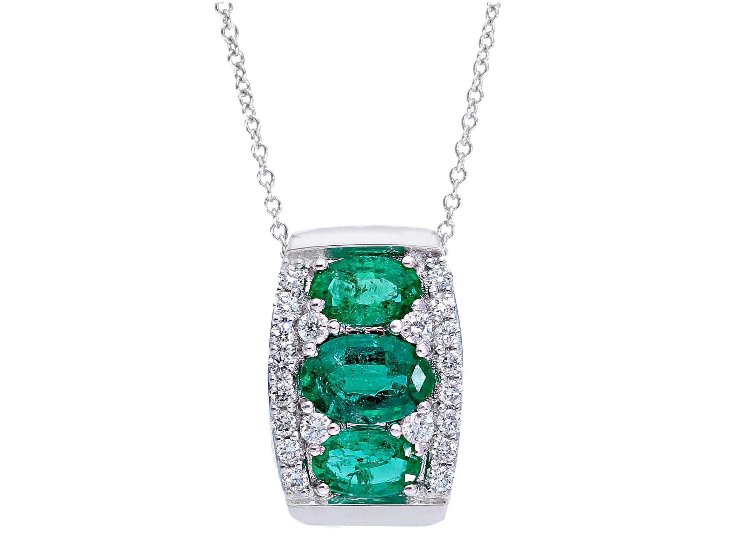 Gold emerald pendant 750% and diamonds Art. 234417