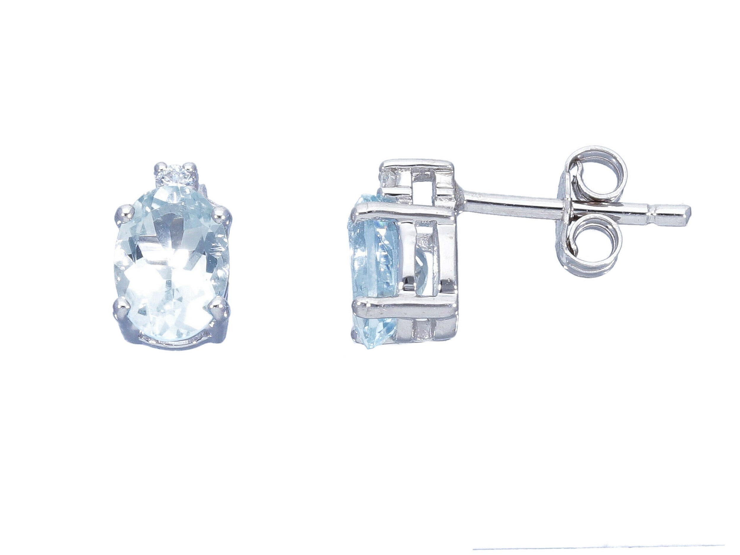 Aquamarine earrings white gold and diamonds Art. 189902