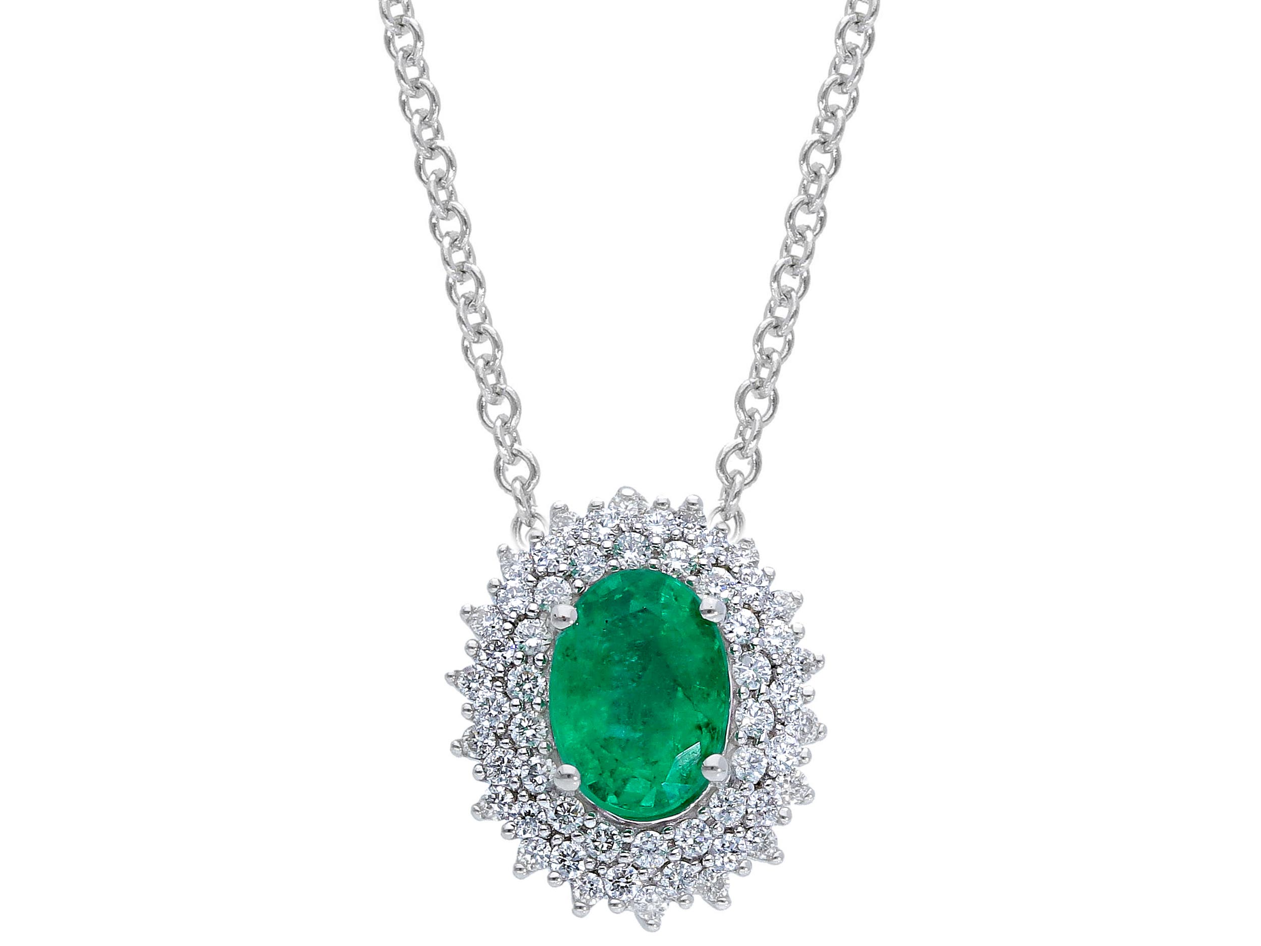Gold and diamond emerald pendant item code 254179