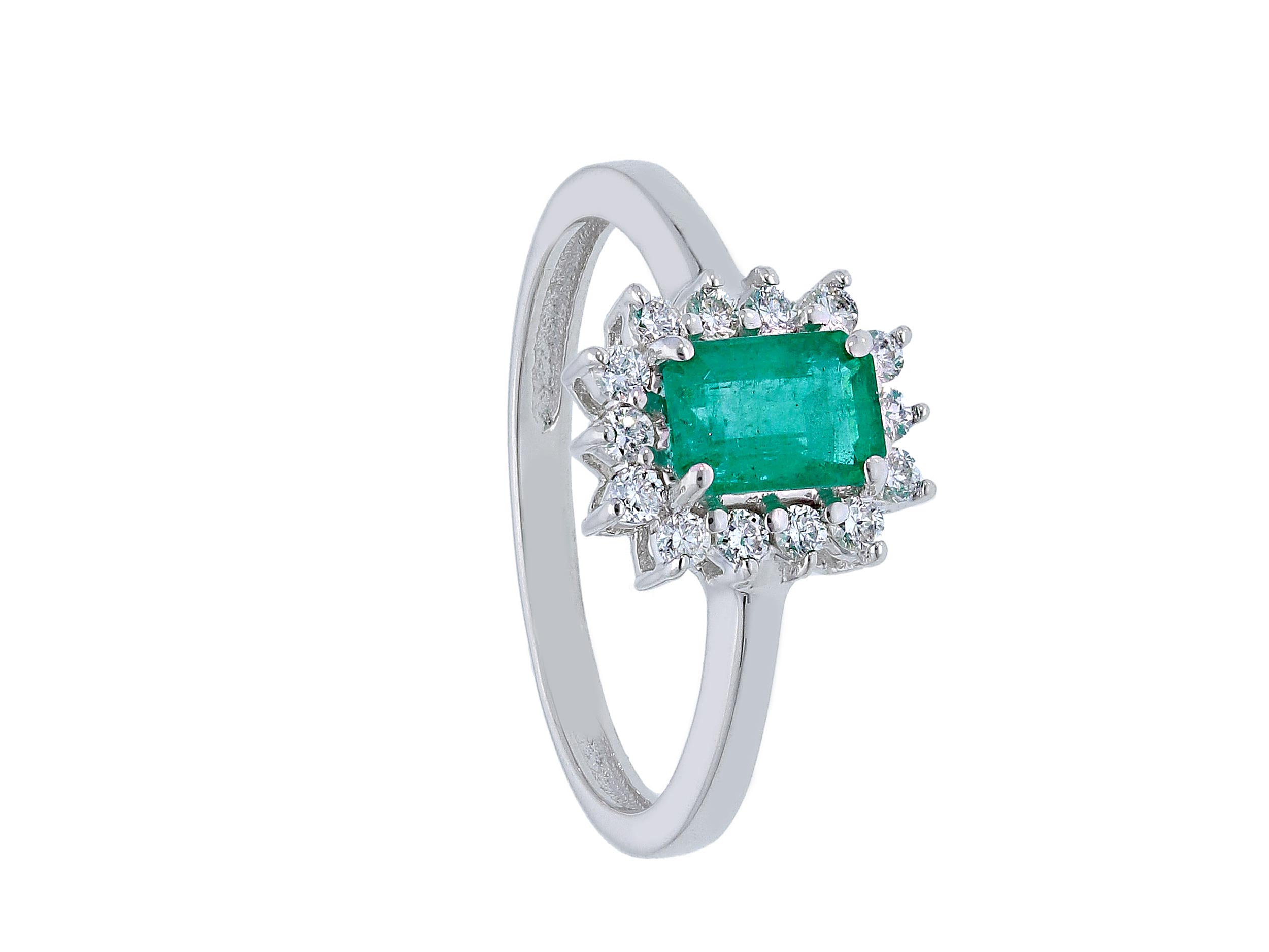 Emerald ring diamonds white gold 750% BON TON Art. 166901