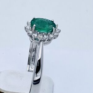 Anello smeraldo e diamanti oro bianco 750% art.AN2217