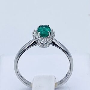 Anello smeraldo e diamanti oro bianco BON TON art. AN2217