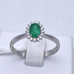 Ring with emerald and BON TON diamonds art.AN2695