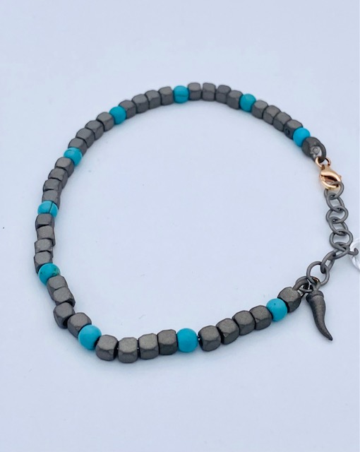 Men’s titanium and turquoise bracelet art.10TURCUP