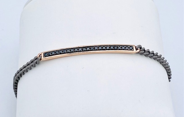 Bracciale uomo in titanio, oro rosa  e diamanti art. 23BBARK