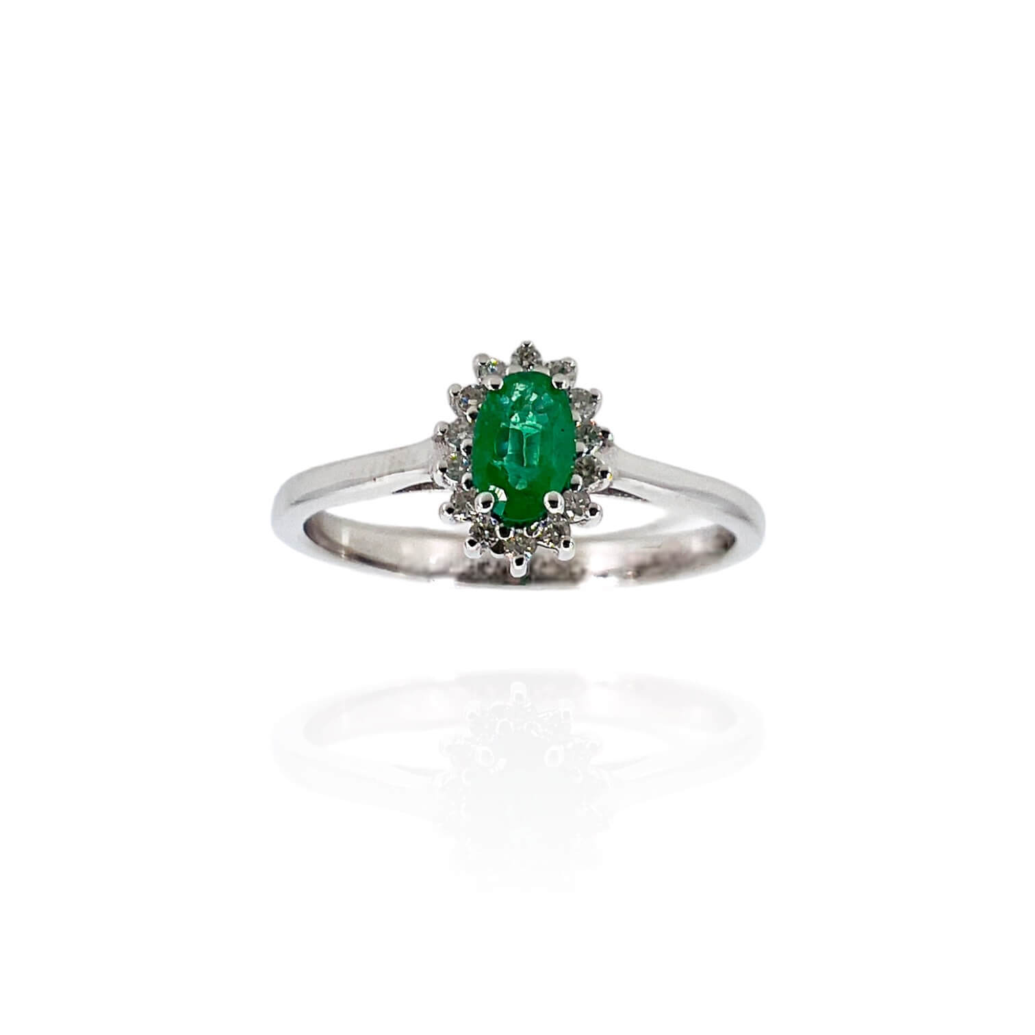 Ring with emerald and BON TON diamonds art.AN2695