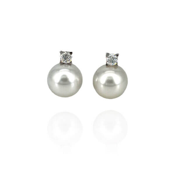 Orecchini perle Australiane oro bianco e diamanti Art.ORP224-6