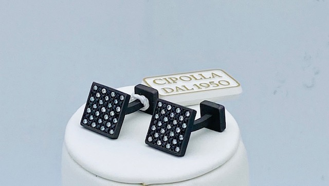 Cufflinks in titanium and diamonds Art.98WBGEM