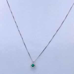 Pendente smeraldo diamanti oro bianco 750 % Art. CD469
