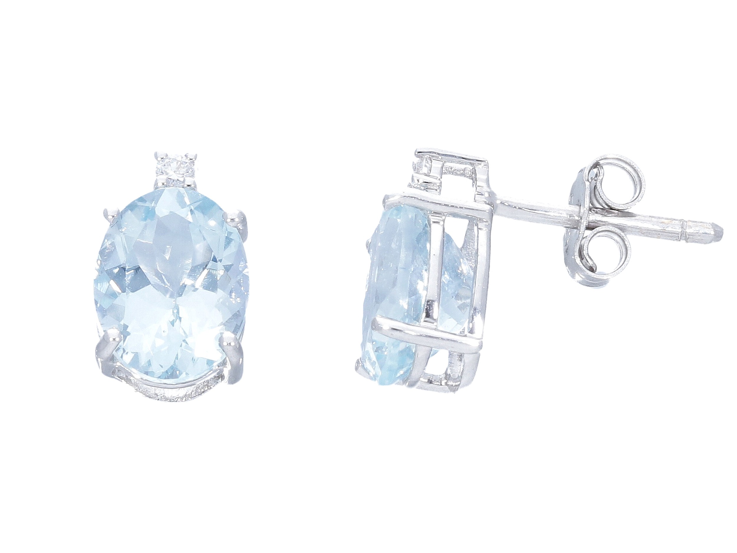 Aquamarine earrings white gold and diamonds GEMS ART. 103476