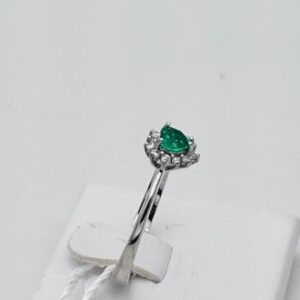 Anello smeraldo diamanti oro bianco 750% CUORI art.AN2717-1