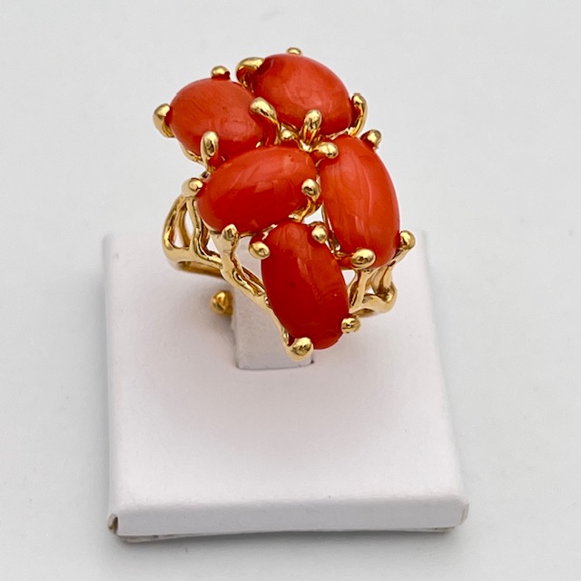 Ring with 925% silver coral Art. Anchorage6