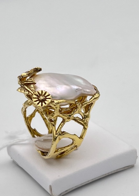 925% silver baroque pearl ring art. ANPERARG2