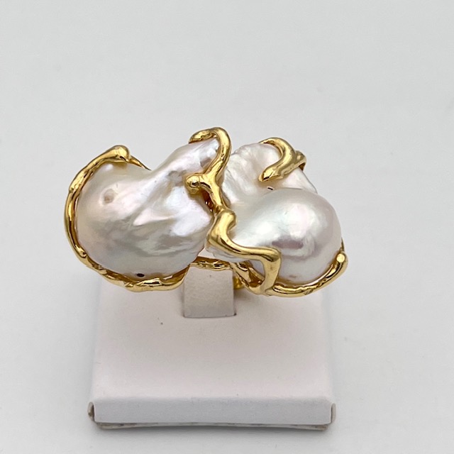 925% silver baroque pearl ring art. ANPERARG1